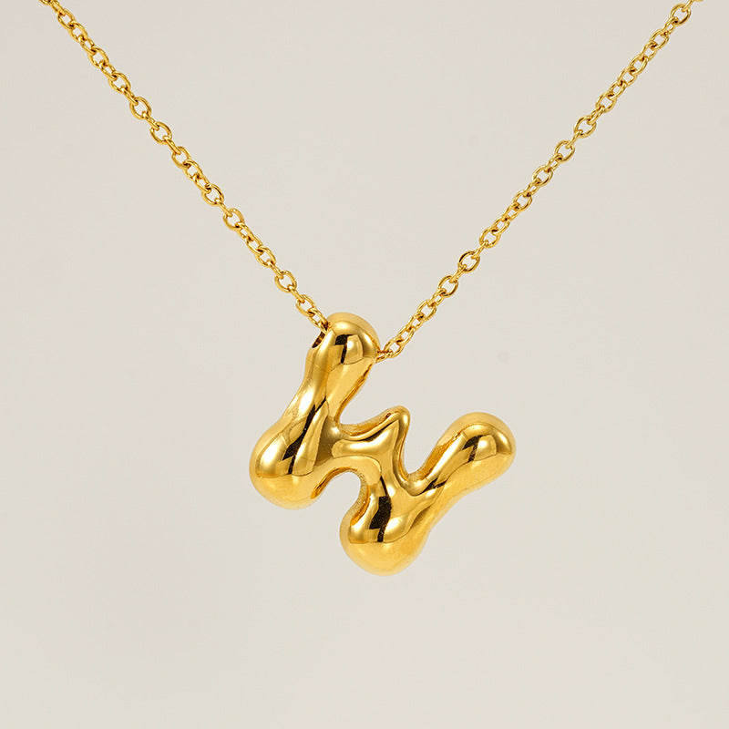 Wholesale Glossy bubble letter necklace for women 26 English letter pendants